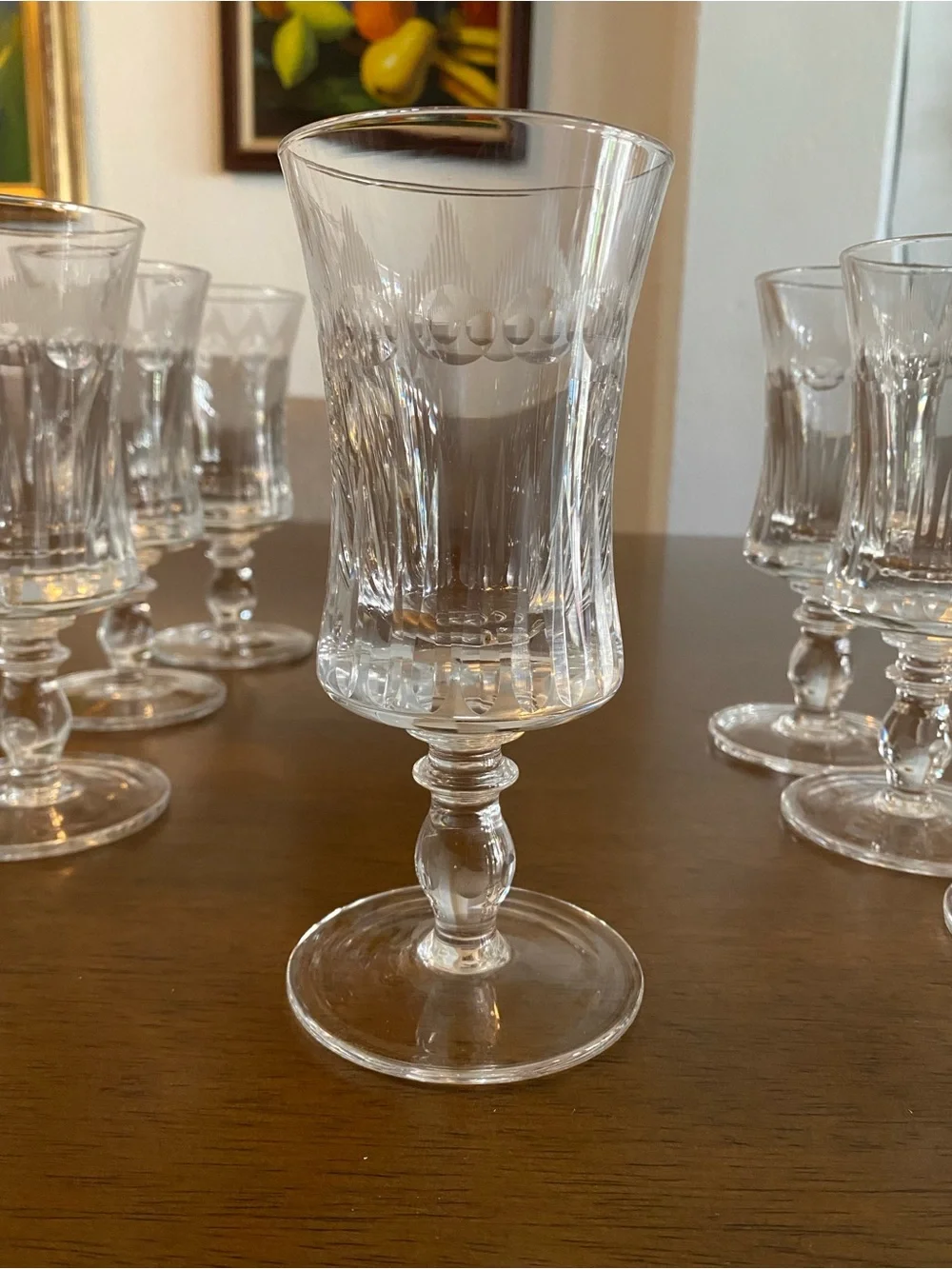 Vintage Cut Goblet Glasses - Clear Stemware from Italy